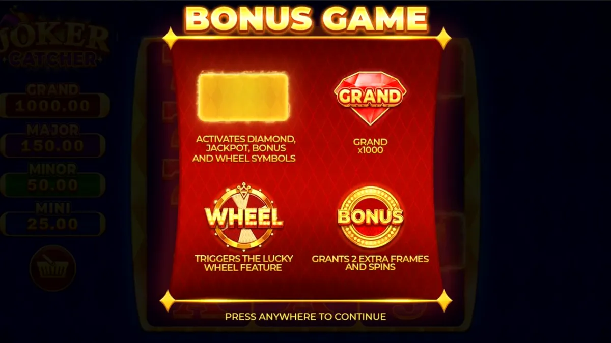 Tampilan visual slot Joker Catcher dengan tema kasino modern dan simbol Joker.